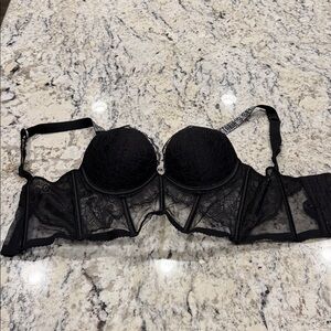 Victoria Secret Black Lace Underwire Balconette Bra - Women Intimates 32C
